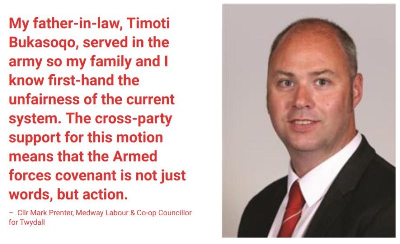 My father-in-law, Timoti Bukasoqo, served in the army so my family and I know first-hand the unfairness of the current system. The cross-party support for this motion means that the Armed forces covenant is not just words, but action.